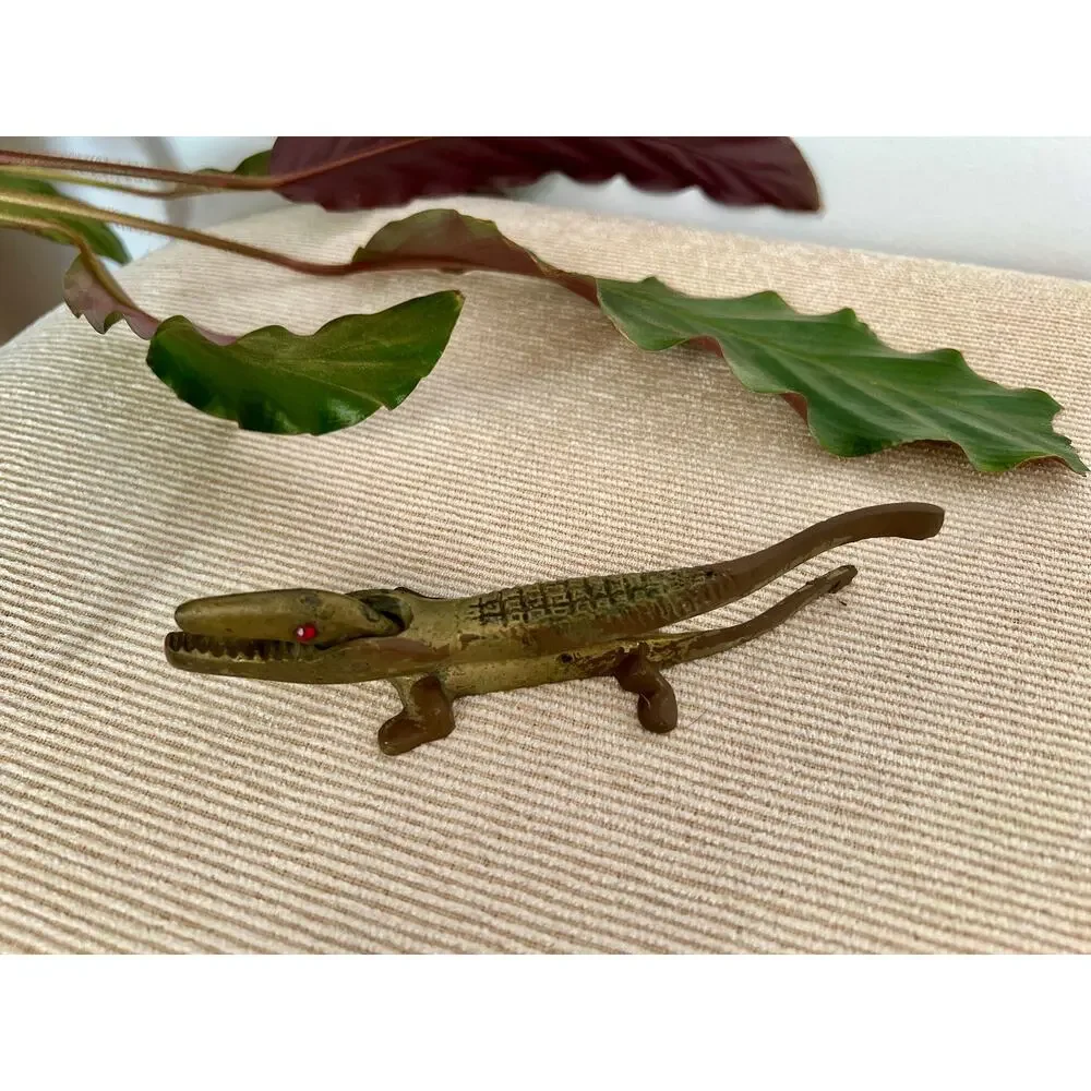Vintage Brass Alligator Novelty Nut Cracker, 6